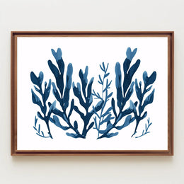 Abstract Blue Seaweed Minimalist Art Poster