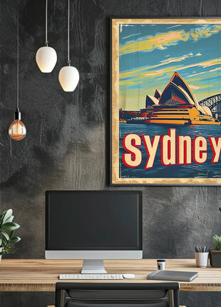 Sydney Skyline Vintage Travel Art: Urban Cityscape Poster