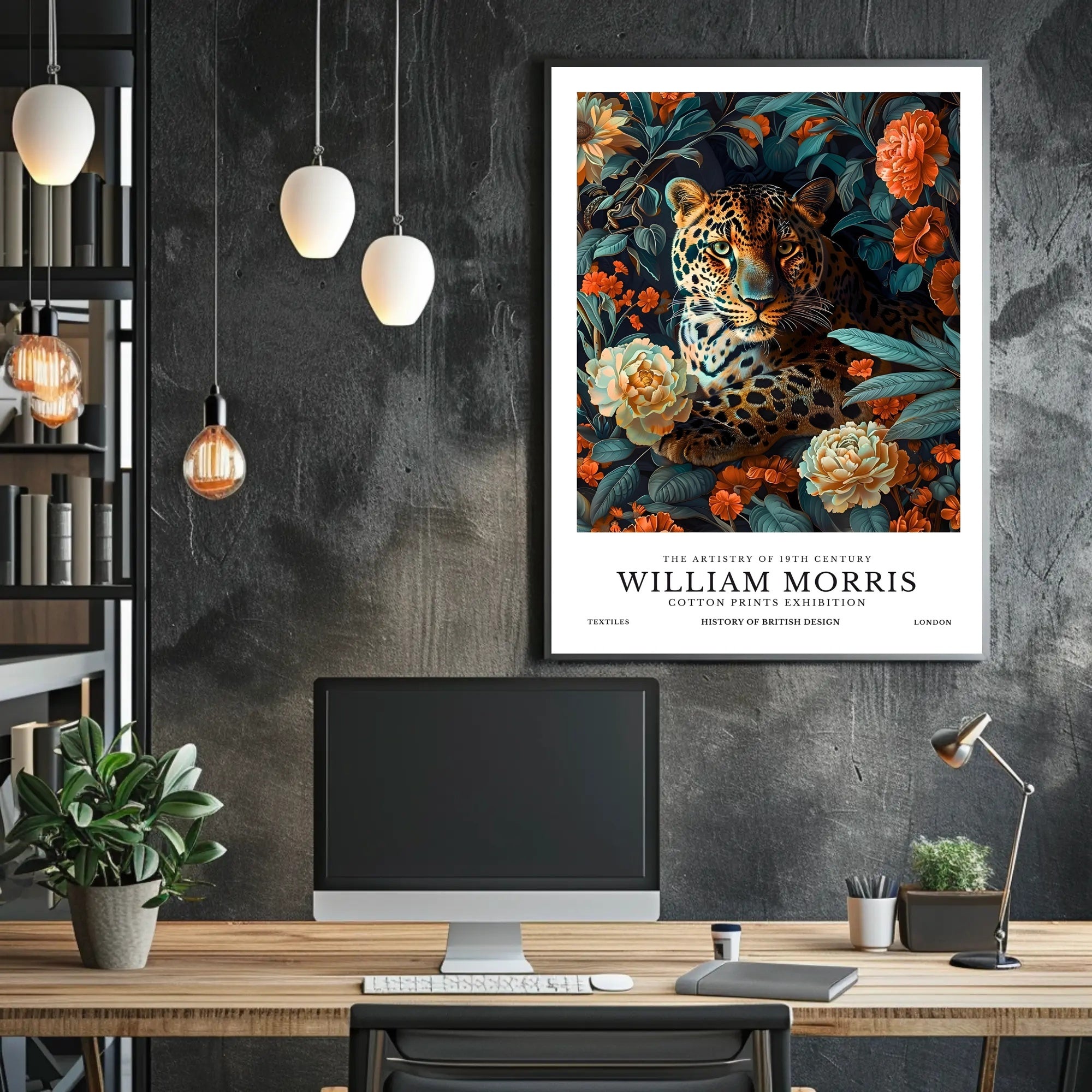 Leopard in Floral Elegance: Artistic Poster