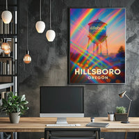 Hillsboro Water Tower Cityscape Vibrant Photography Poster