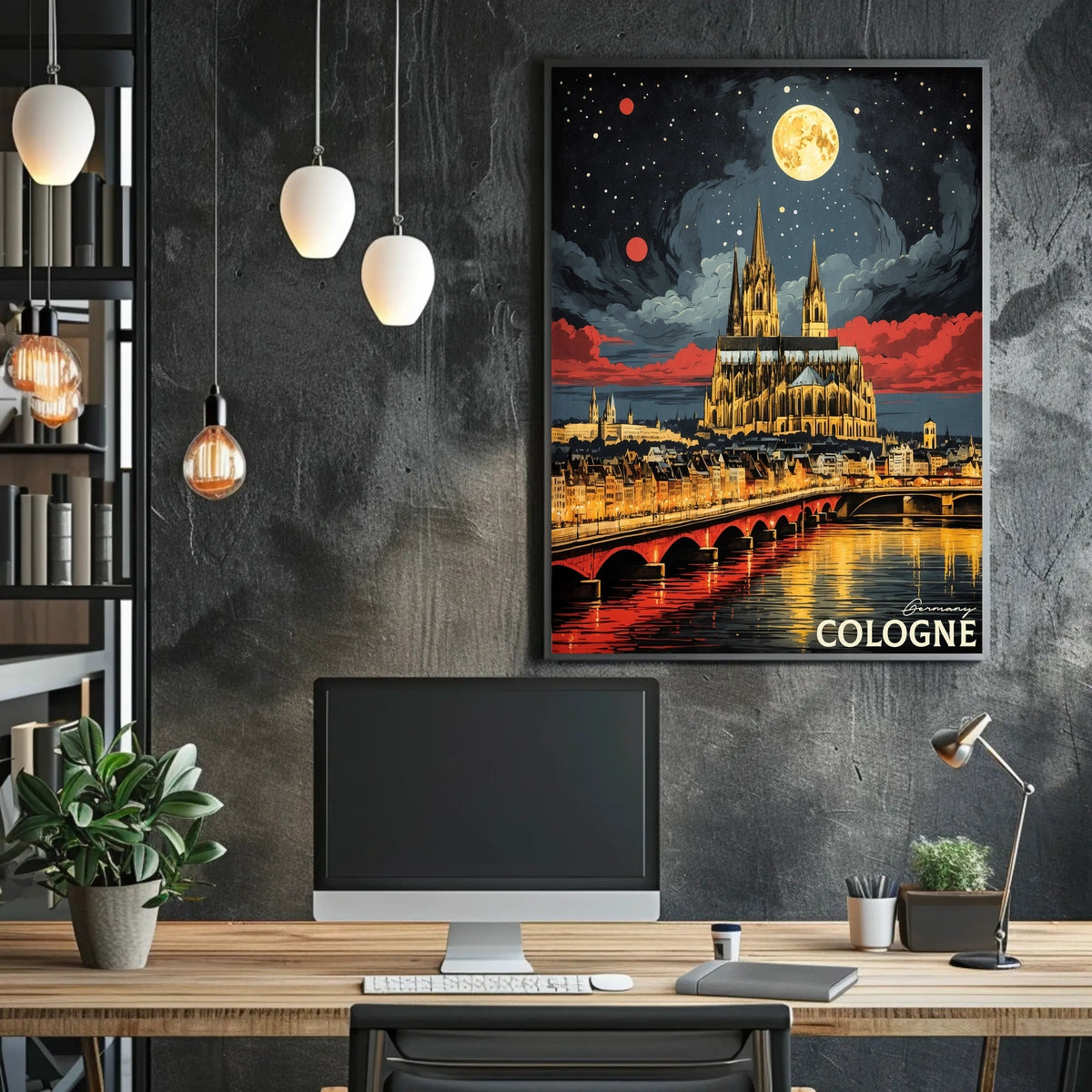 Cologne at Night Poster