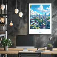 Tokyo's Dynamic Skyline in Vibrant Urban Cityscape Poster