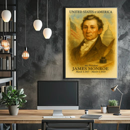 James Monroe 5th President of the United States Vintage Watercolor Poster