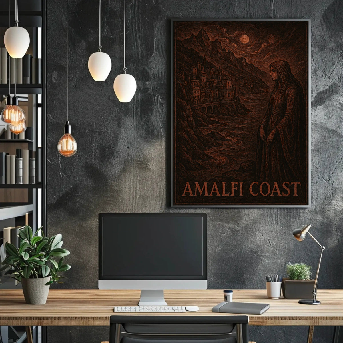 Amalfi Coast Mystical Landscape Poster Wall Art Home Decor