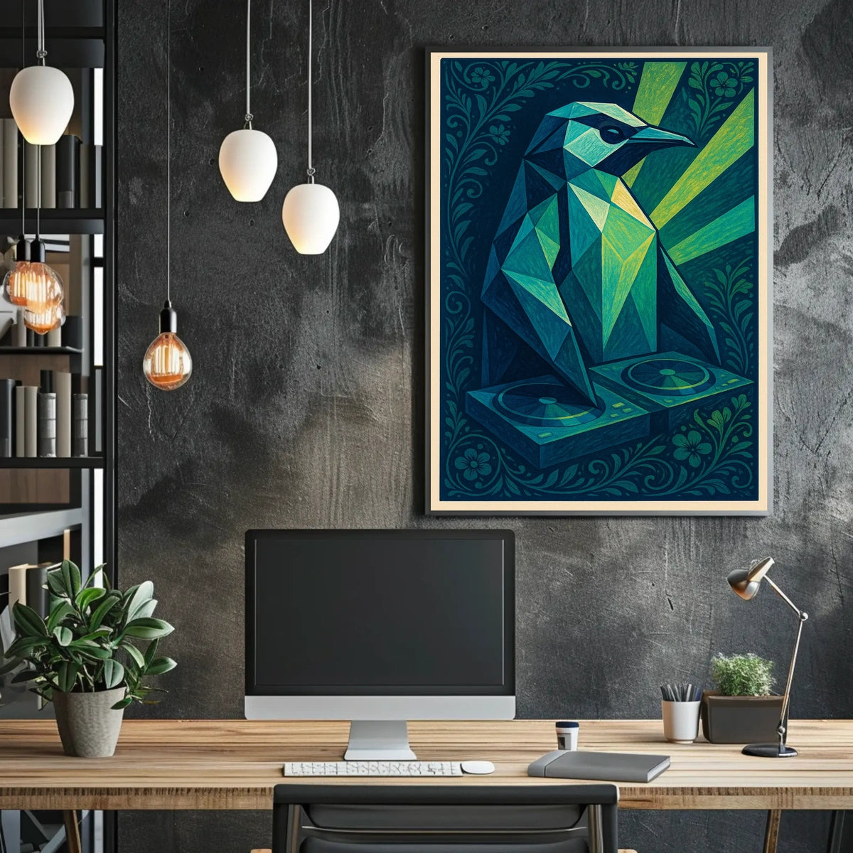 Geometric Bird Dj Poster