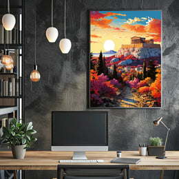 Sunset Over The Acropolis Poster