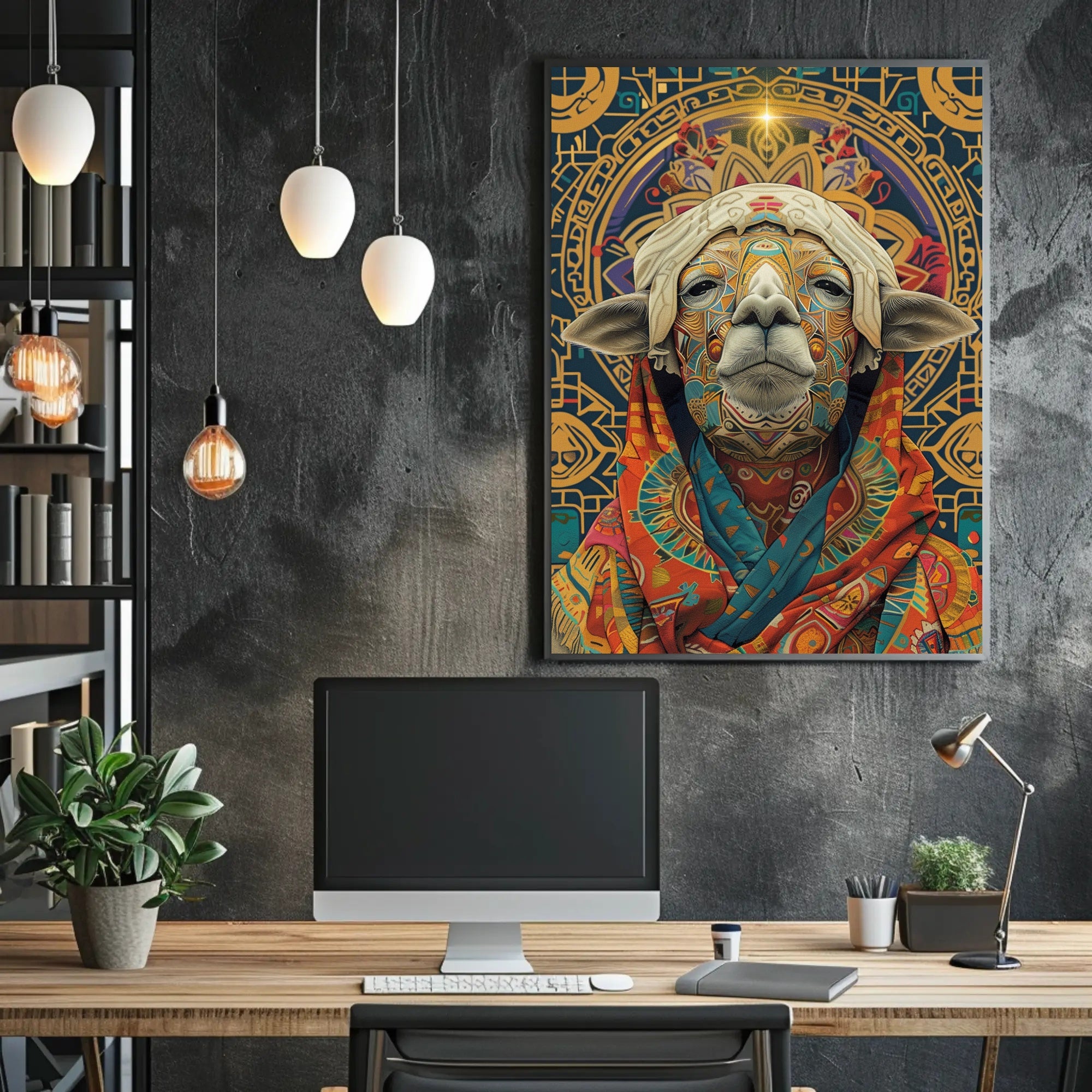 Mystical Llama Art in Cultural Heritage Poster PosterGoat