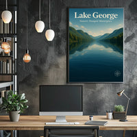 Lake George New York Scenic Poster Vintage Wall Art
