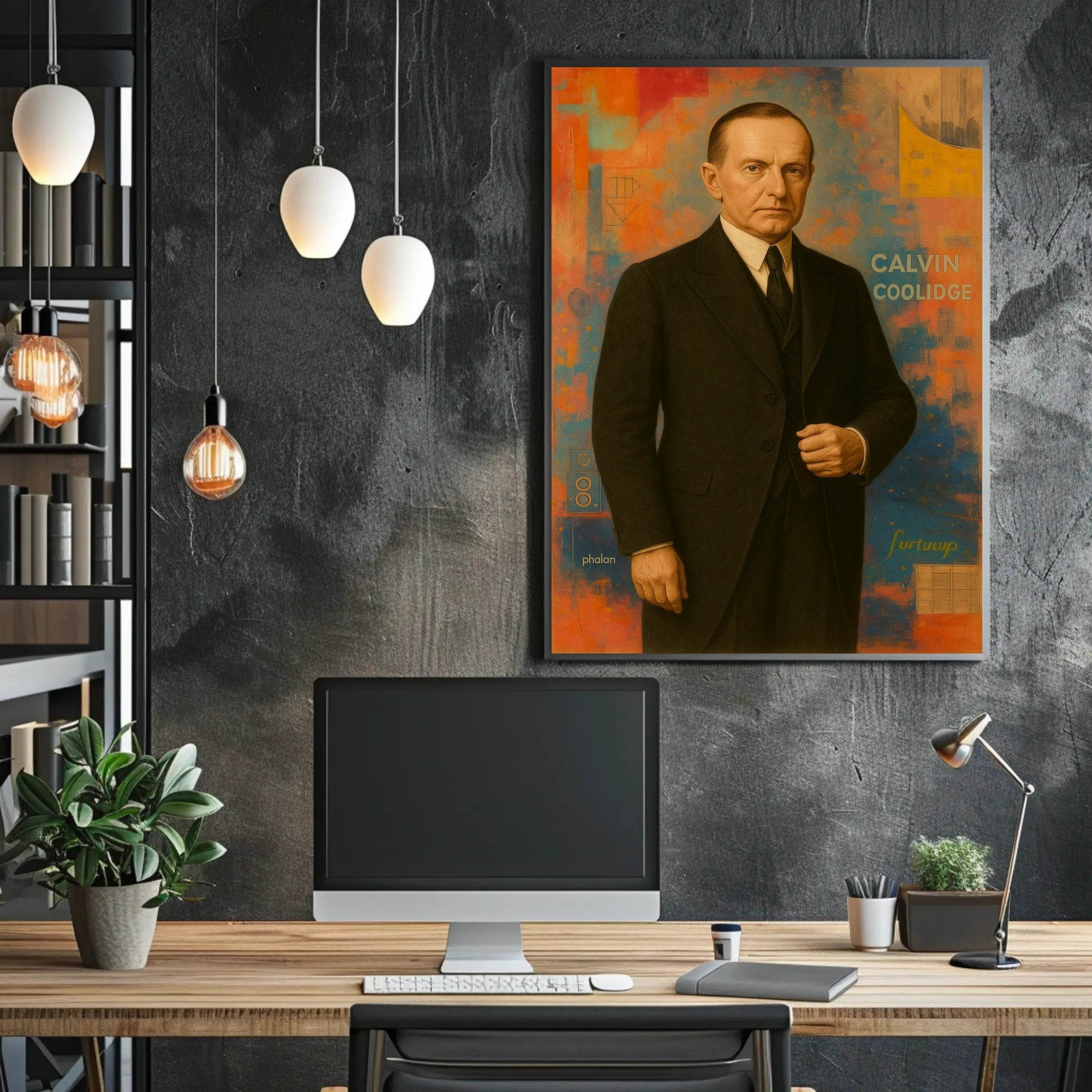 Calvin Coolidge Portrait Abstract Artistic Pop Culture Poster
