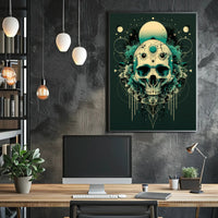 Skull Fusion with Cosmic Patterns Fantasy or Mythology Poster PosterGoat