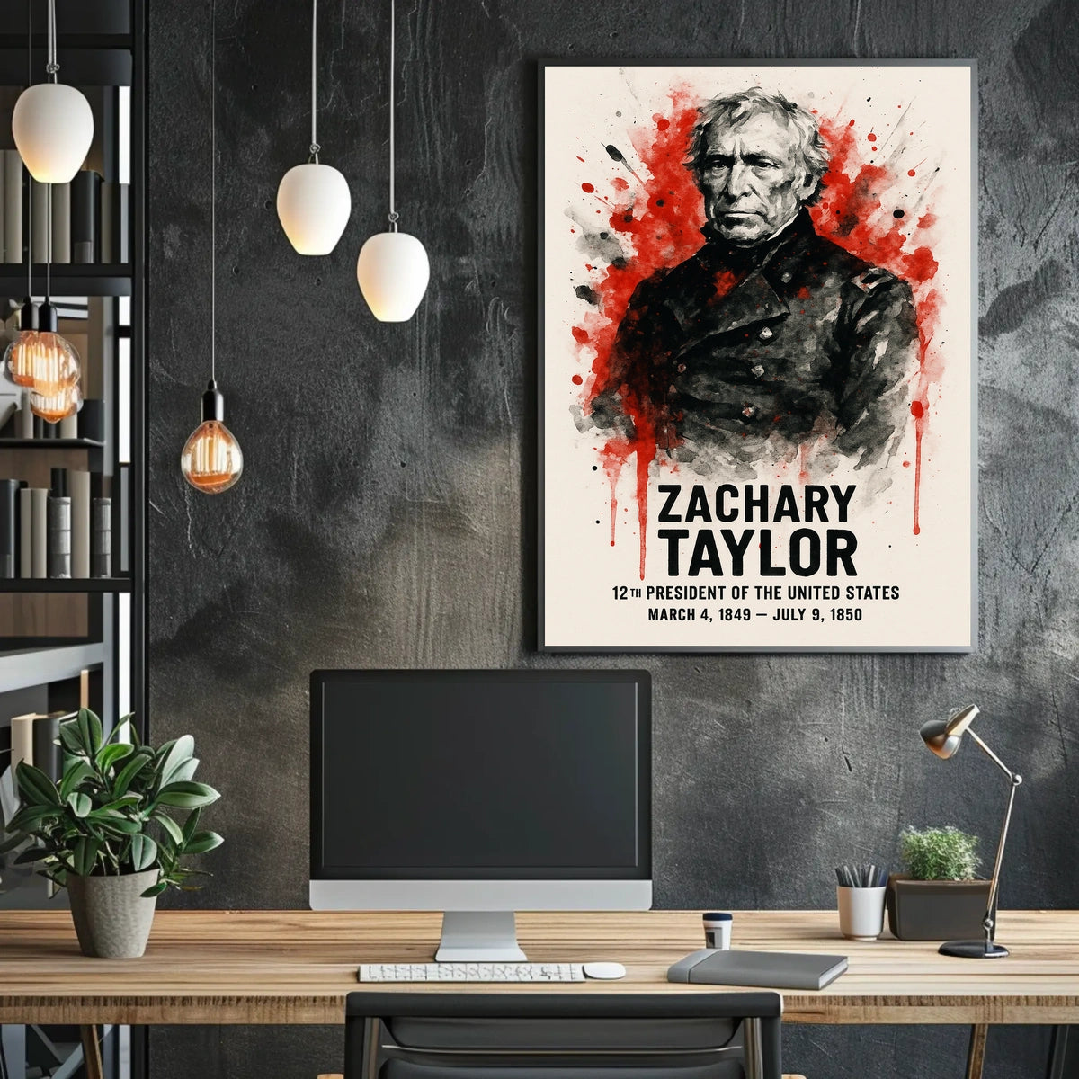 Zachary Taylor Watercolor Artistic Historical or Presidential Poster