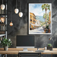Charming Mediterranean Street Poster PosterGoat
