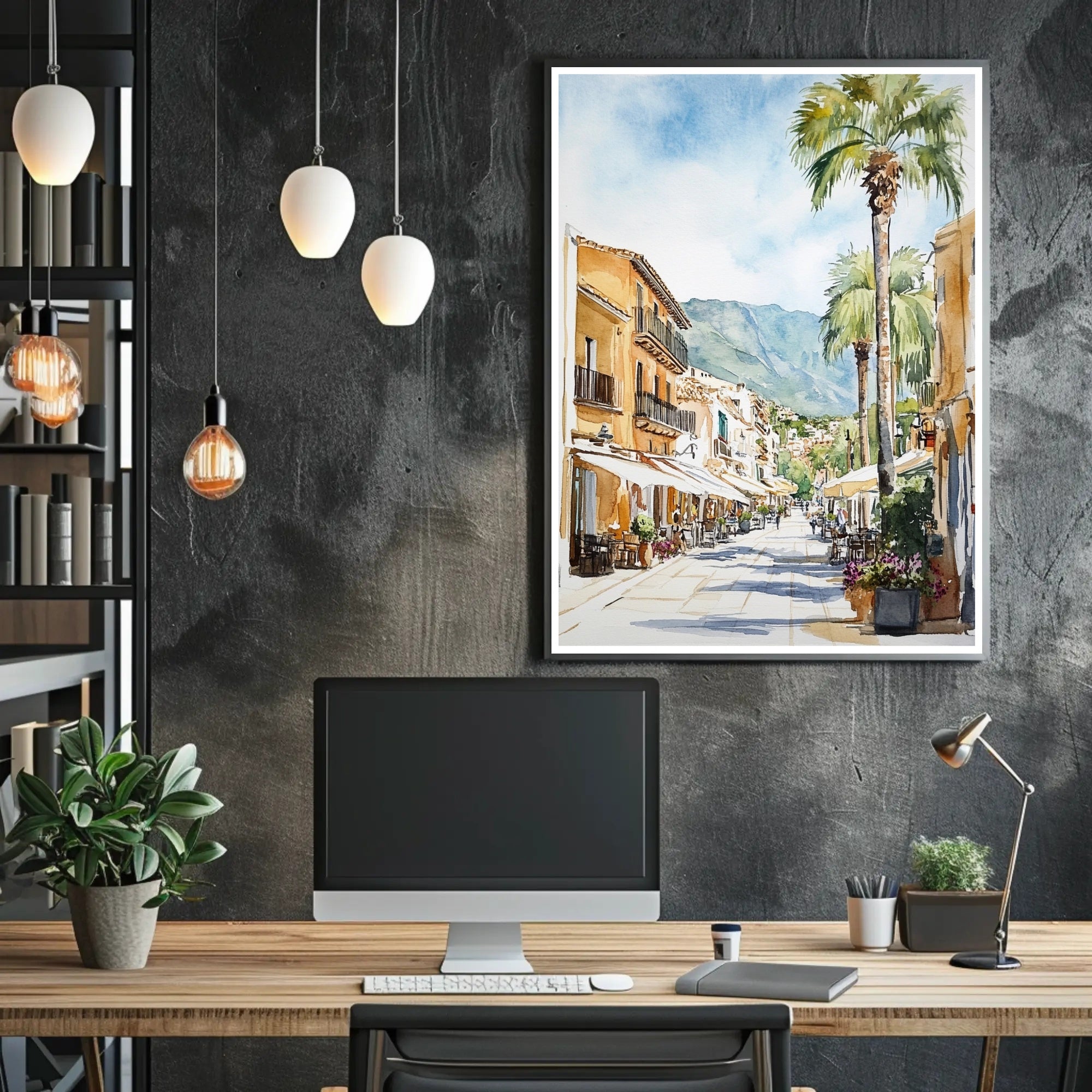 Charming Mediterranean Street Poster PosterGoat