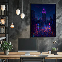 New York City Poster Modern Neon Nightlife Wall Art