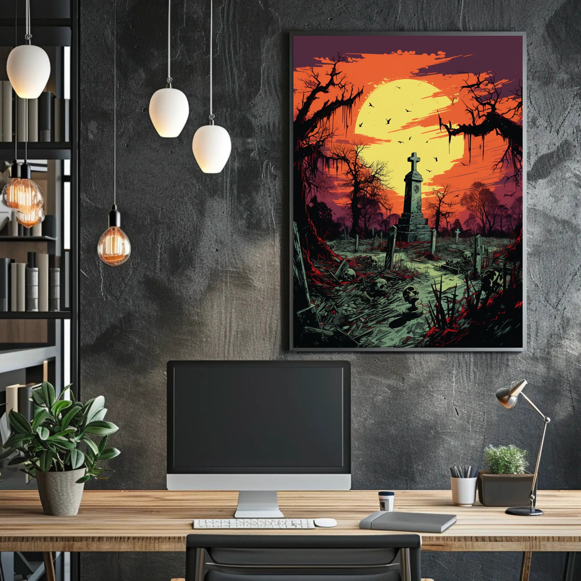 Eerie Graveyard At Dusk Poster