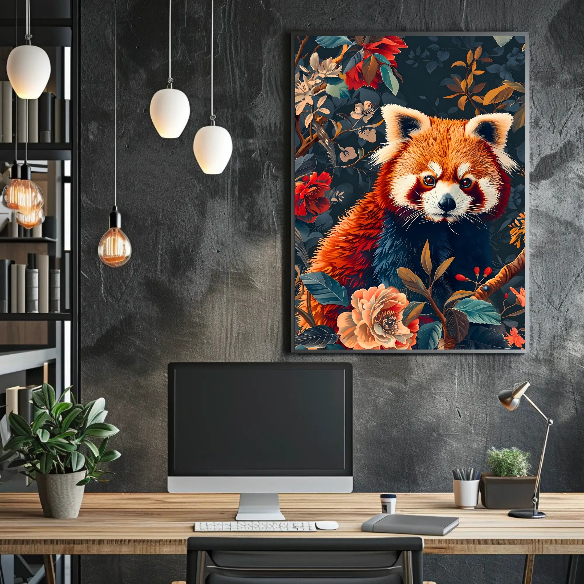 Red Panda Nature Whimsy: Stunning Vibrant Animal Poster