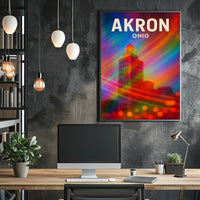 Akron, Ohio Vibrant Cityscape Poster