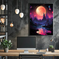 Surreal Cosmic Landscape: Vibrant Alien World Poster