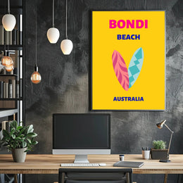 Bondi Beach Retreat Surfboards Travel Poster PosterGoat