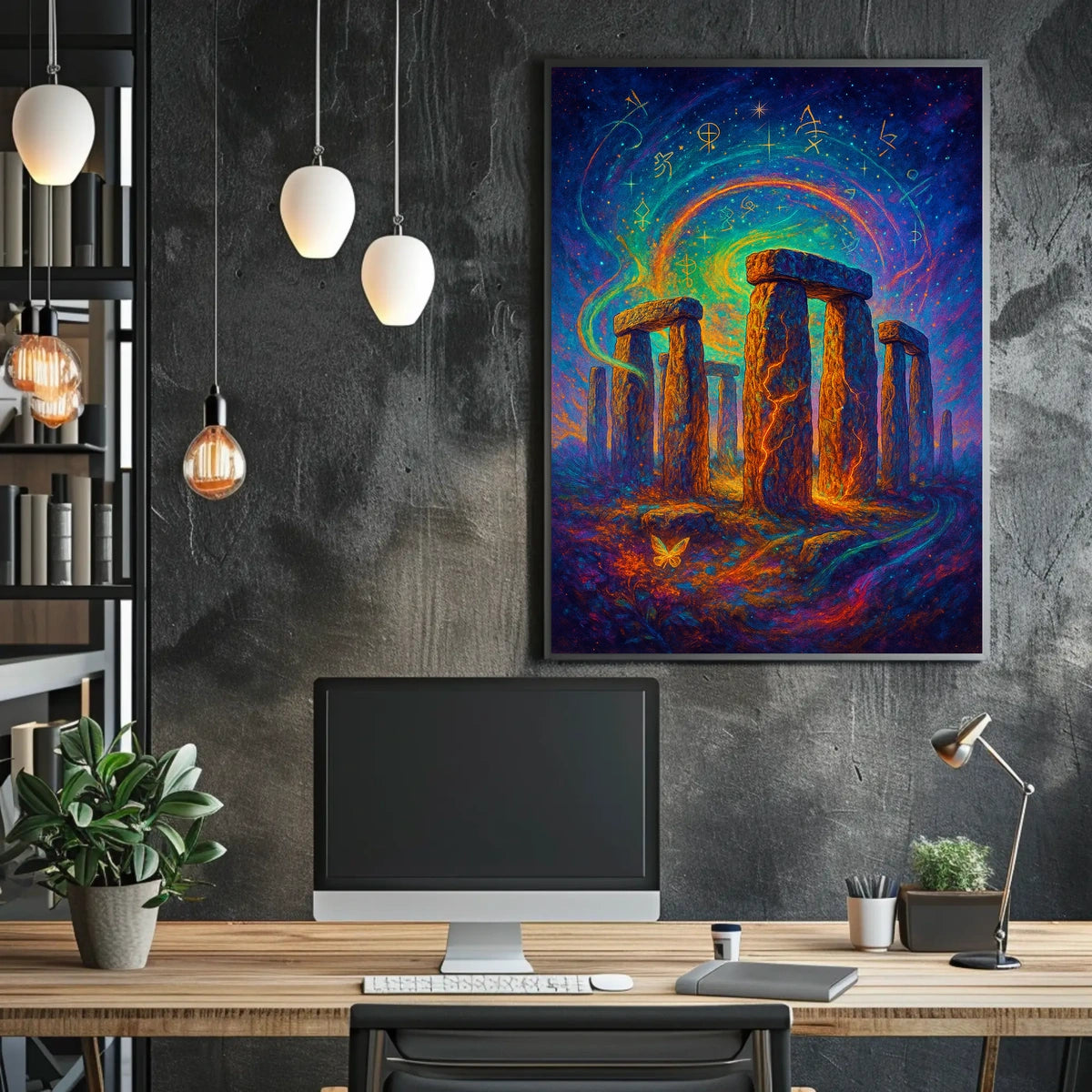 Stonehenge Cosmic Night Surreal Fantasy Art Poster
