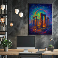 Stonehenge Cosmic Night Surreal Fantasy Art Poster