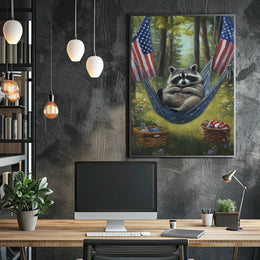 raccoon lounging in a hammock Poster