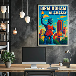 Birmingham, Alabama Vibrant Cityscape Poster