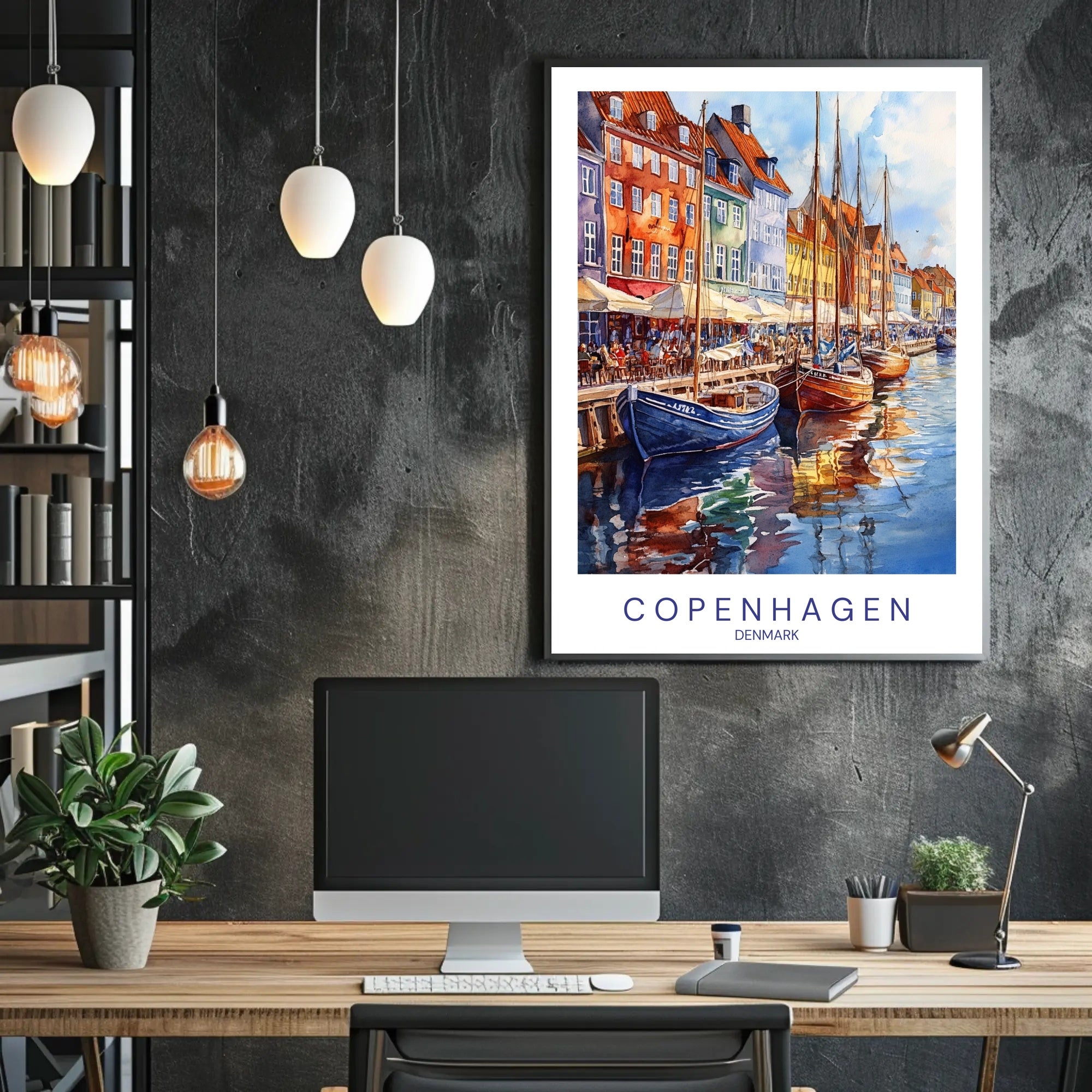 Colorful Waterfront in Copenhagen Poster PosterGoat