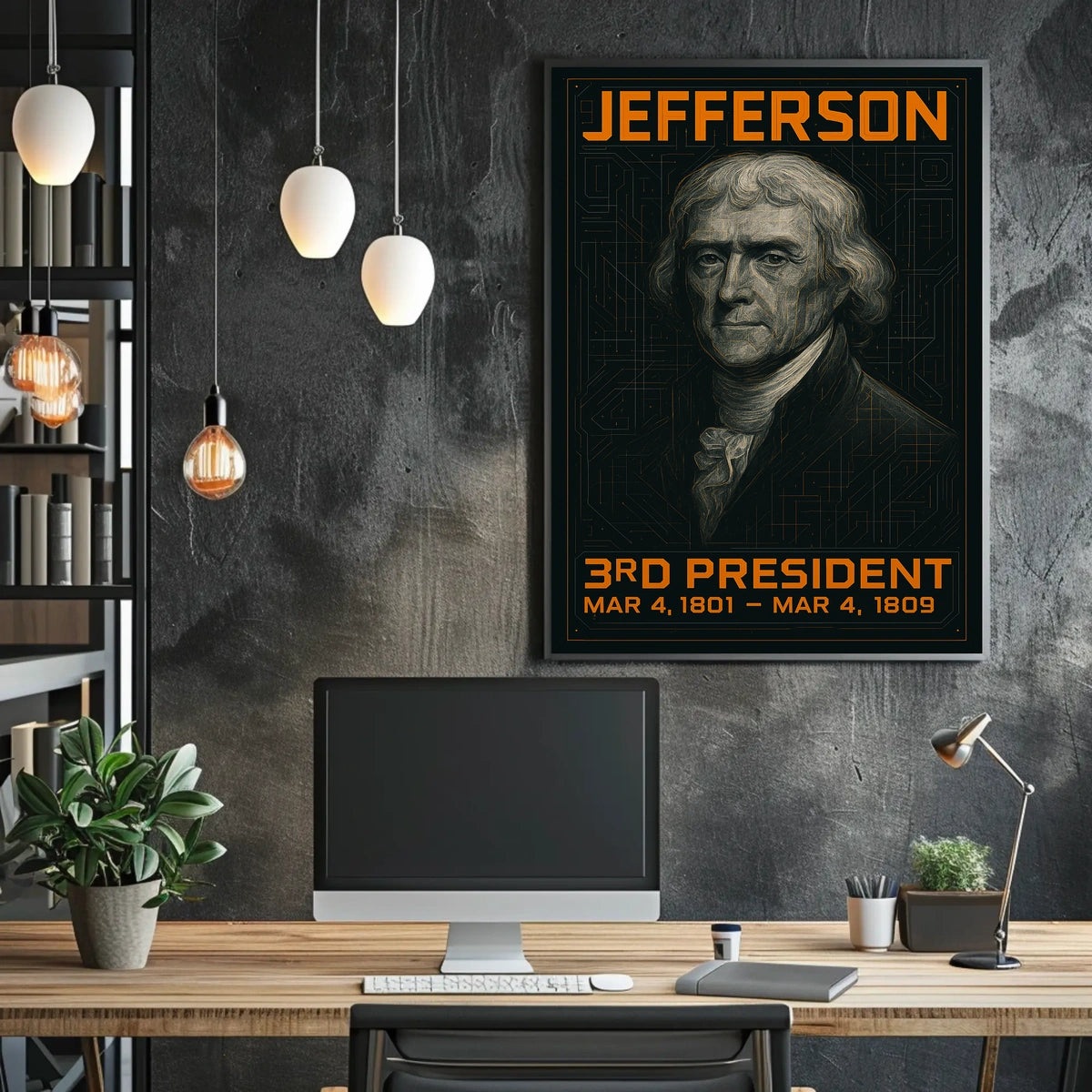 Thomas Jefferson 3rd President of the United States Techno Schematic Poster