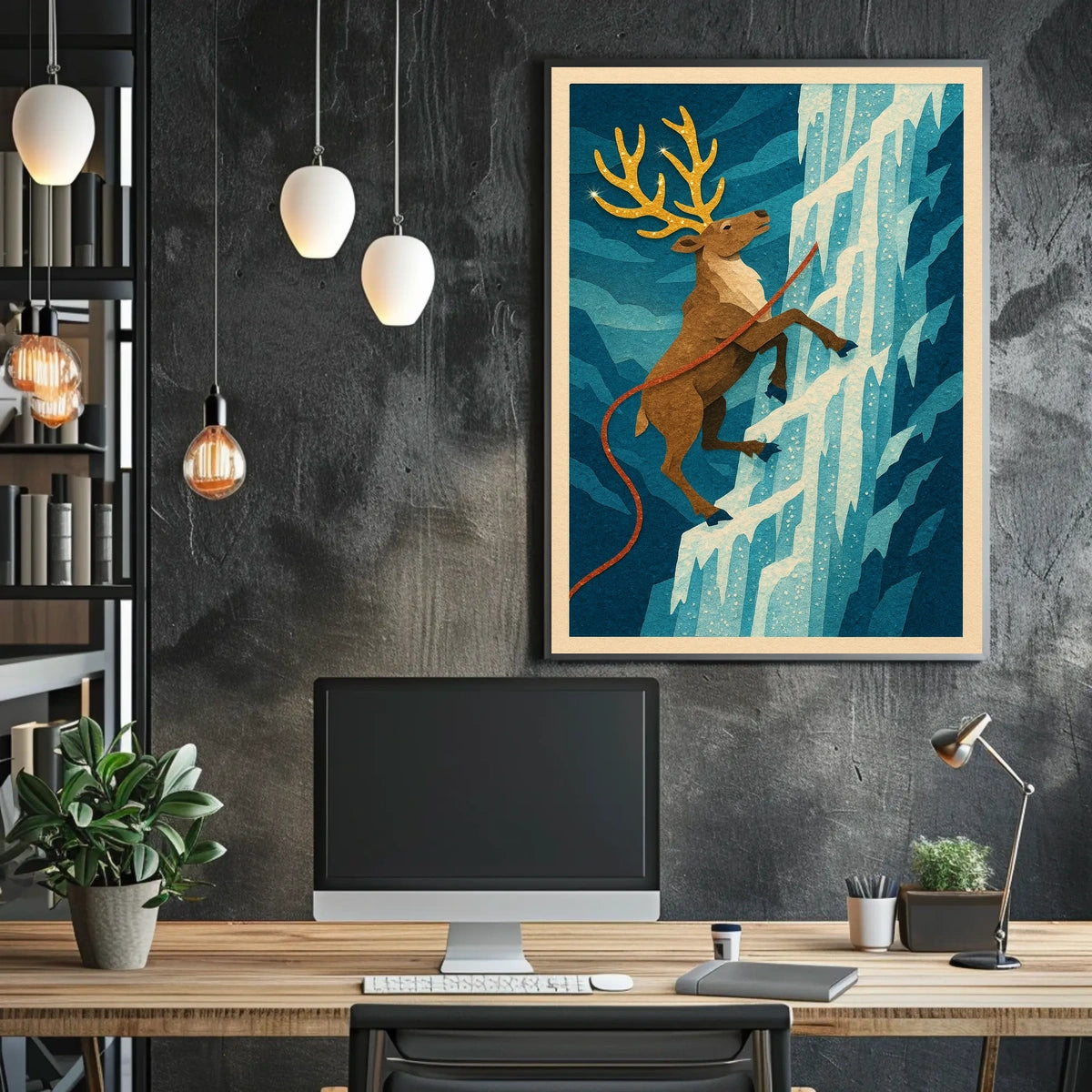 Climbing Caribou Adventure Poster