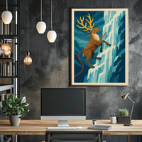 Climbing Caribou Adventure Poster