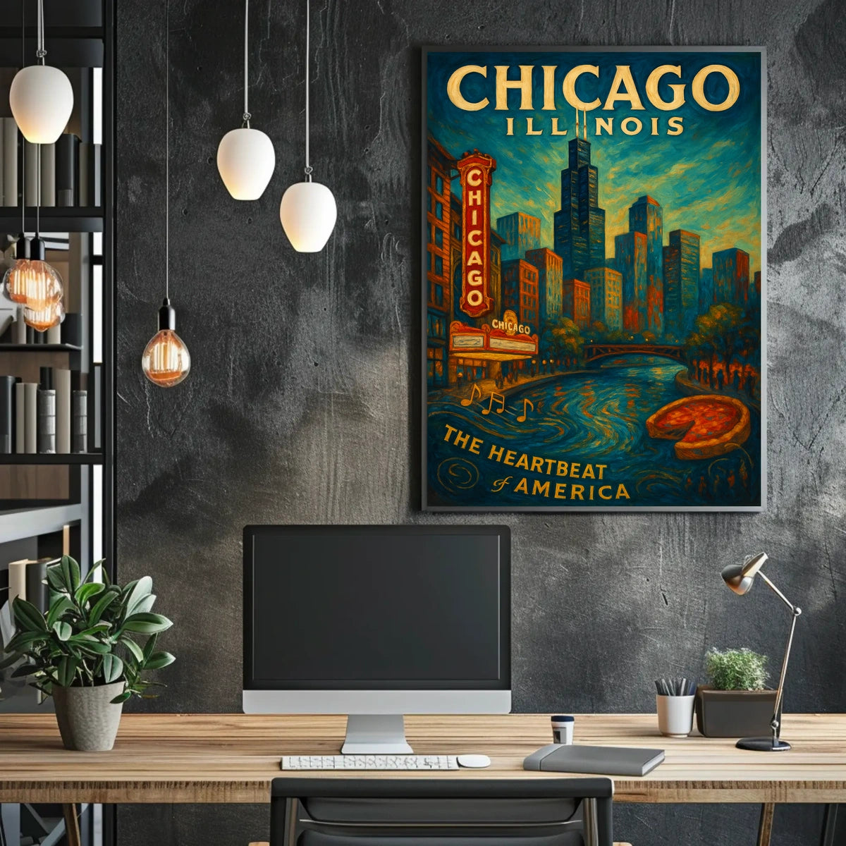 Chicago Poster The Heartbeat Of America For City Lovers