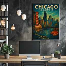 Chicago Poster The Heartbeat Of America For City Lovers