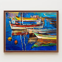Colorful Boats on Tranquil Waters Poster