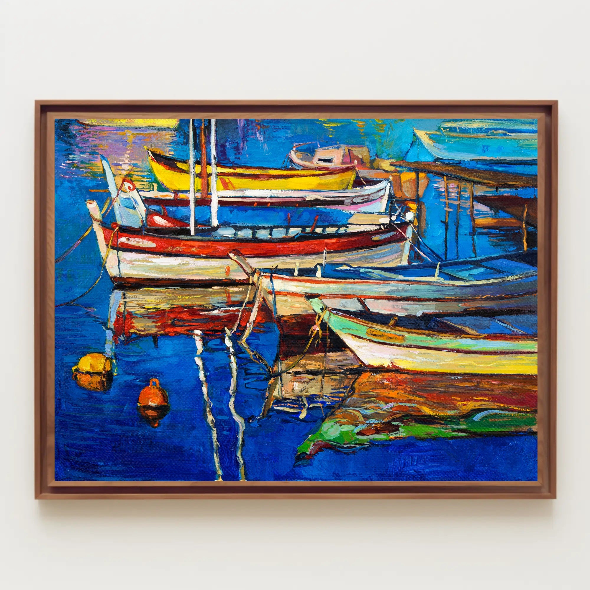 Colorful Boats on Tranquil Waters Poster