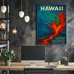 Hawaii Volcano Adventure: Vibrant Tropical Art Poster