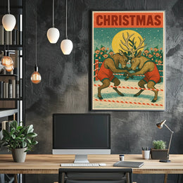 Christmas Wrestling Reindeer Poster