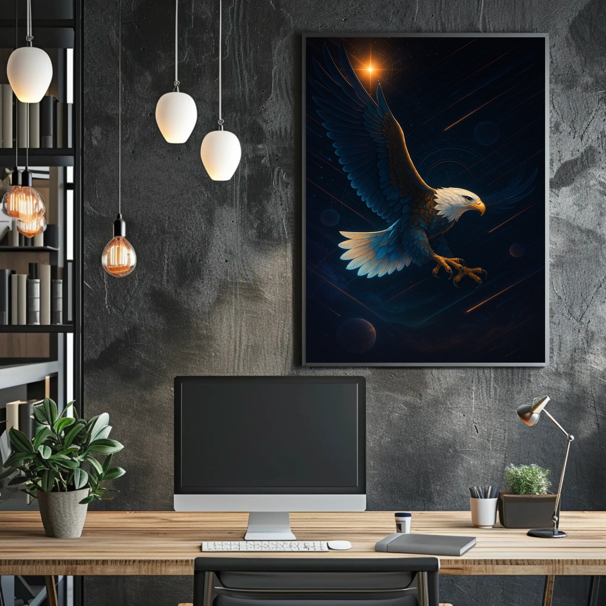 Majestic Eagle in Space Adventure Space or Astronomy Poster