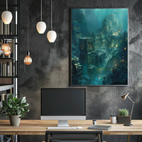 Underwater Ruins of Atlantis Fantasy Mythology Poster PosterGoat