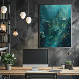 Underwater Ruins of Atlantis Fantasy Mythology Poster PosterGoat