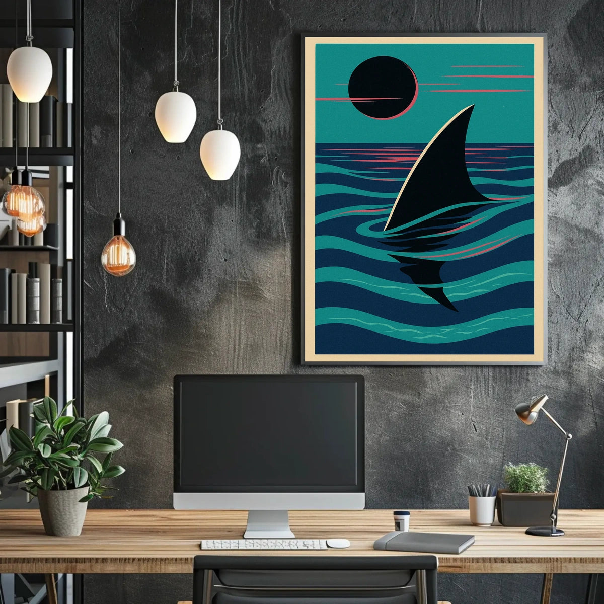 Serene Waters Shark Fin At Dusk Poster