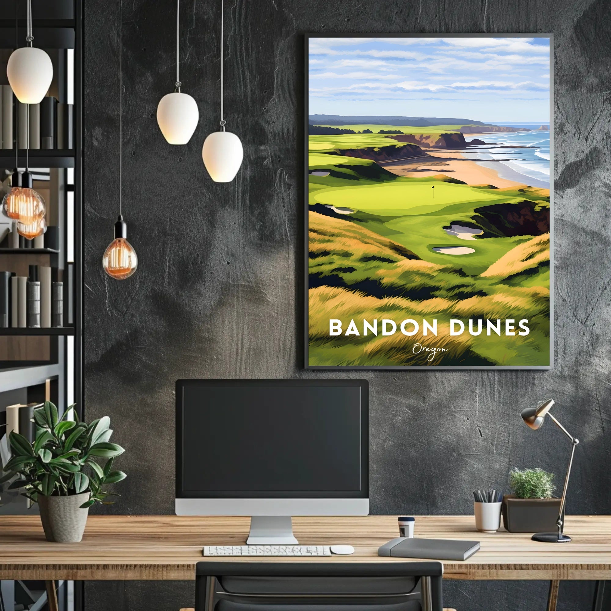 Bandon Dunes Coastal Golf Scene Sports Poster
