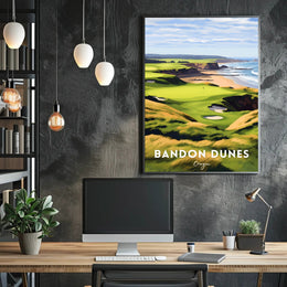 Bandon Dunes Coastal Golf Scene Sports Poster