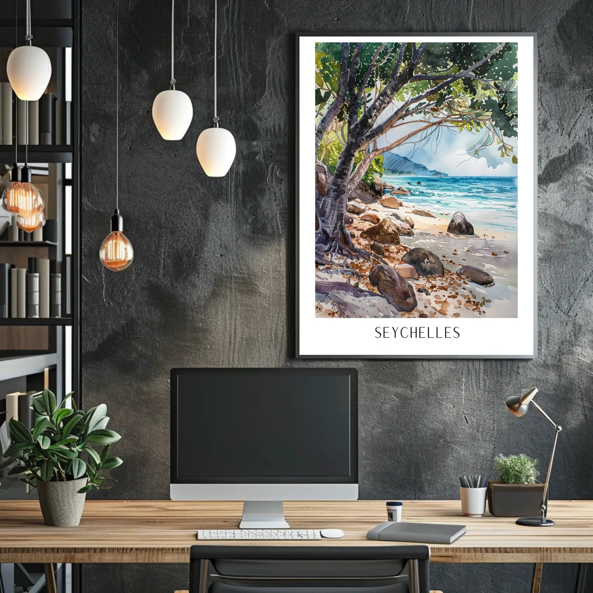 Seychelles Beach Scene Poster
