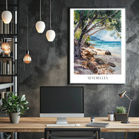 Seychelles Beach Scene Poster