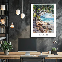 Seychelles Beach Scene Poster