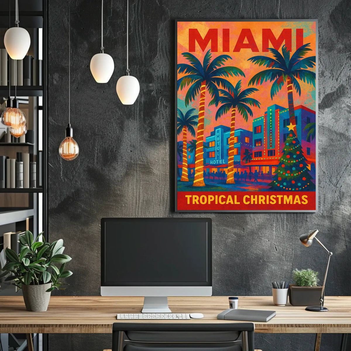 Miami Tropical Christmas Poster