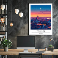 Tallinn Dusk Skyline Travel Poster