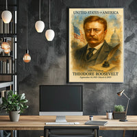 Theodore Roosevelt 26th President of the United States Vintage Watercolor Poster