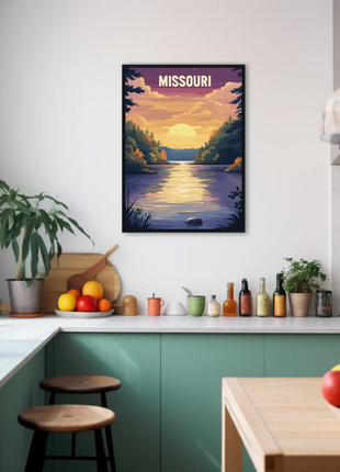 Missouri Vintage Poster - Sunset River Scene